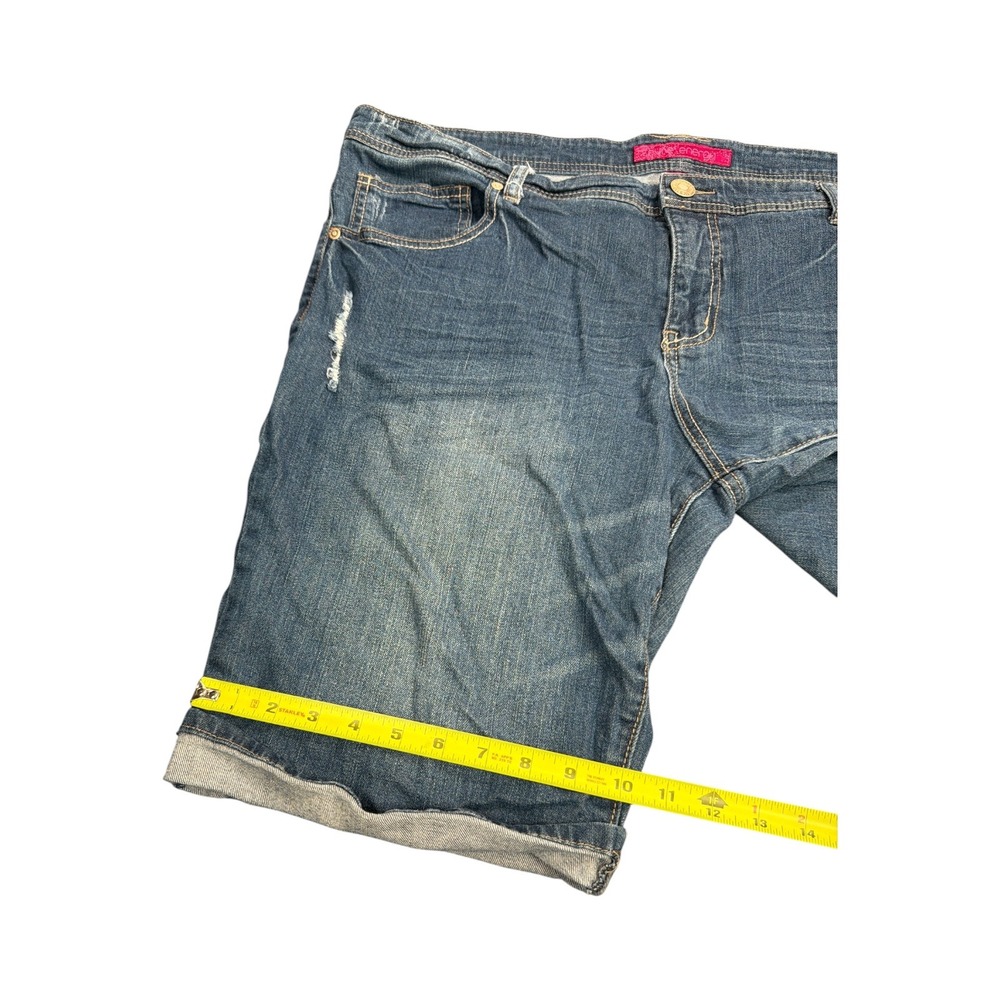 Pure Energy Womens Plus Size 22 Distressed Denim Bermuda Shorts Medium Wash Blue - Picture 7 of 7